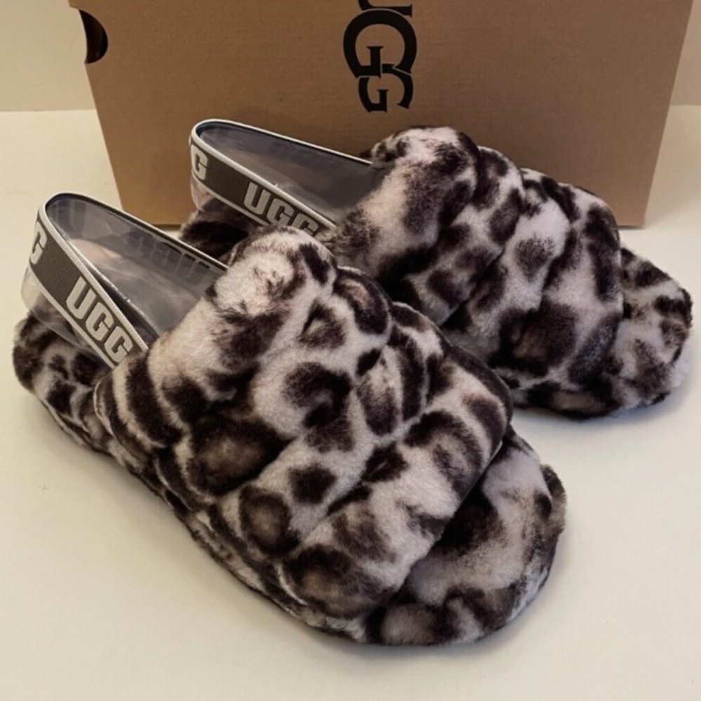 UGG Women’s Fluff Yeah Slide Panther Print - Stormy Grey